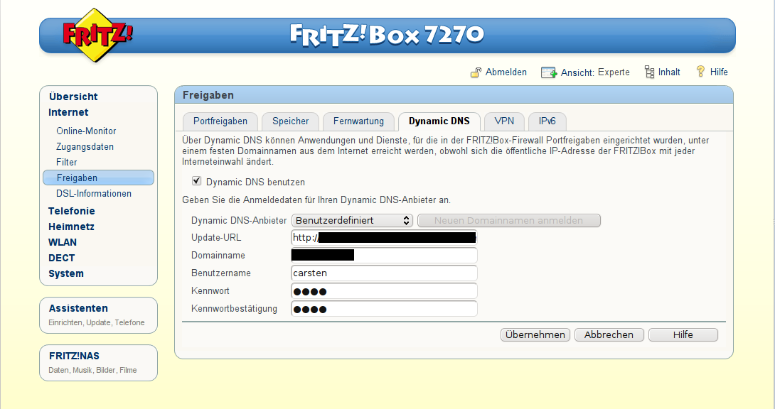 [Screenshot Fritz!Box DynDNS Dialog]